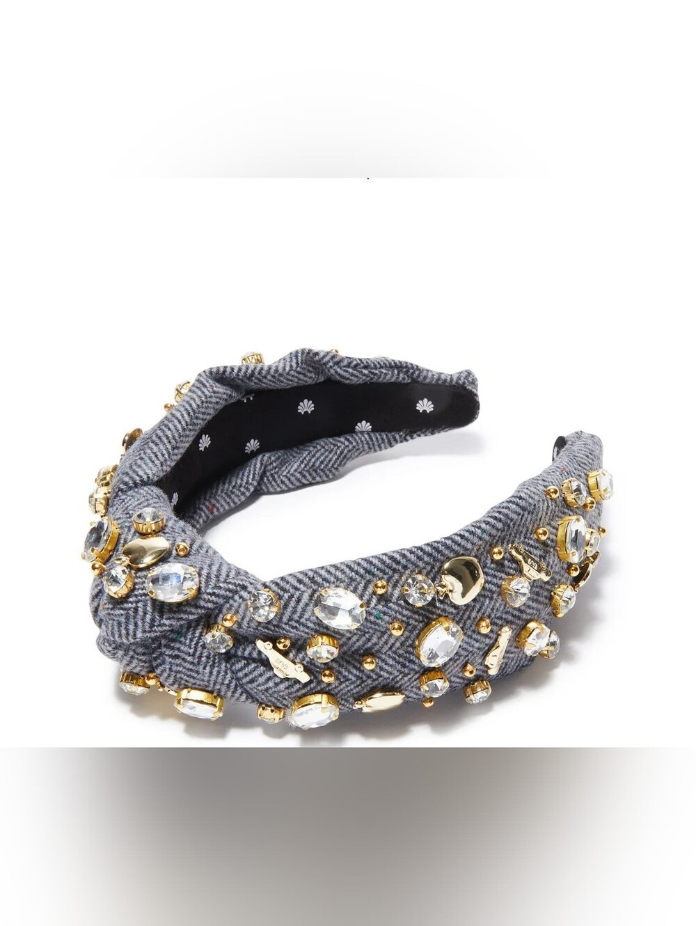 Lele Sadoughi Embellished Tweed Crystal Padded Headband